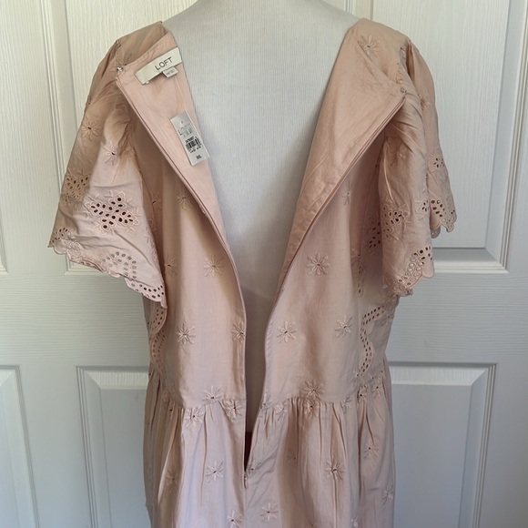 NWT Ann Taylor Loft Eyelet Scallop Flutter Sleeve Pink Blush Dress Womens Sz XXL - Picture 10 of 16
